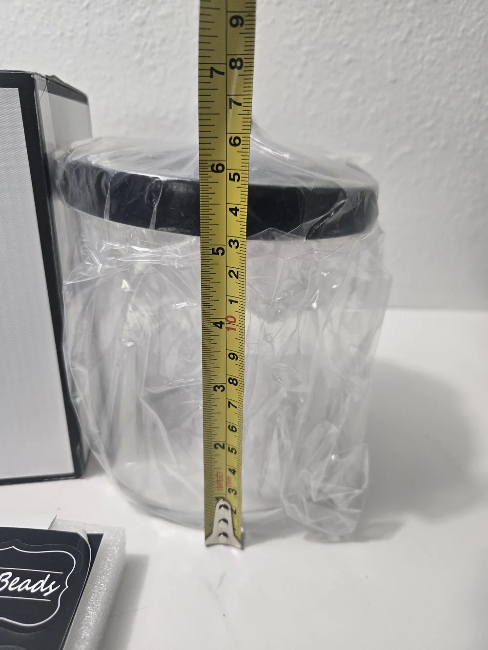 Apothecary Glass Storage Jar with Black Lid - Clear
